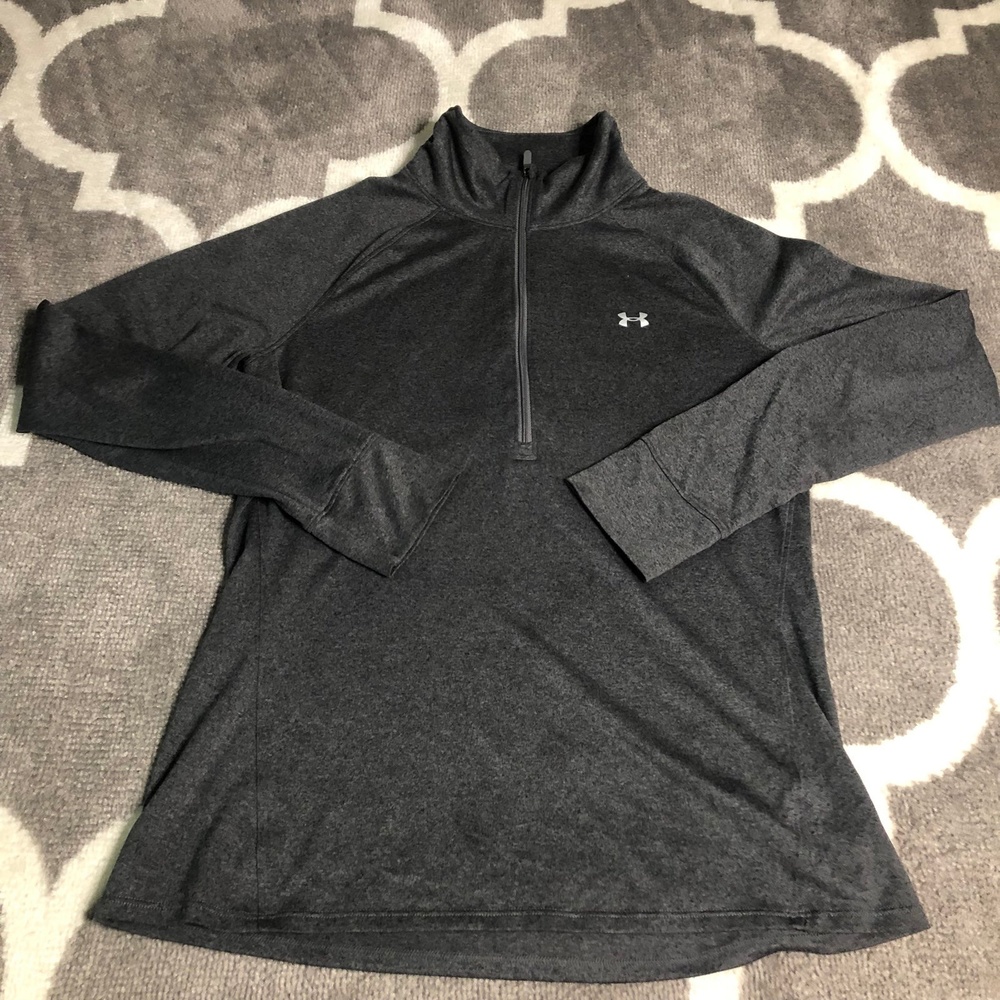 Under Armour Pullover Womens Medium Gray Deep Zip semi Fitted All Season Gear